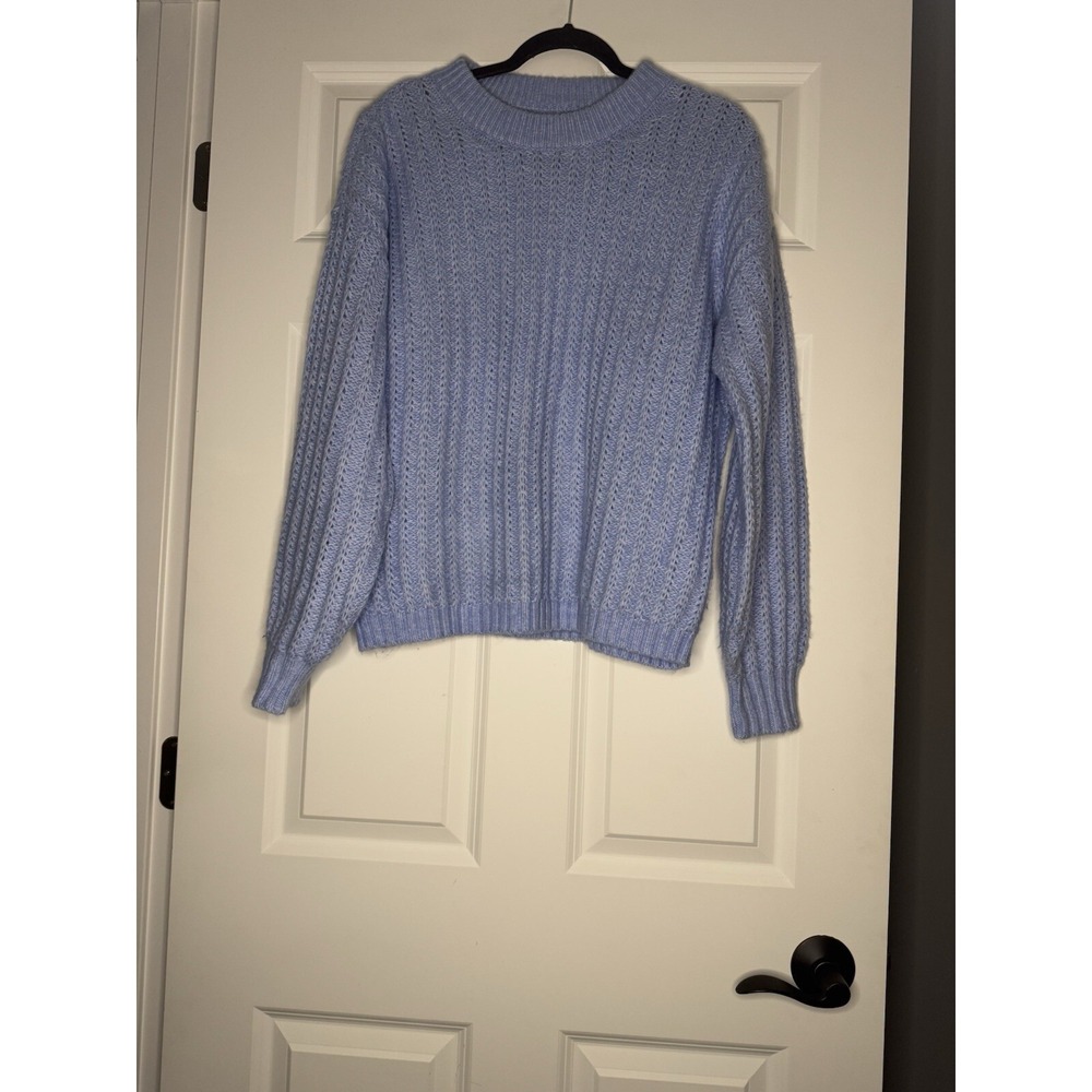 Loft Cozy Knit Pullover Crewneck Sweater Baby Blue Large